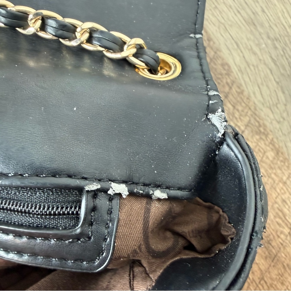 AMEILIYAR Black Vegan Leather Gold Toned Stud Biker Jacket Crossbody Bag *FLAW* - Picture 14 of 15